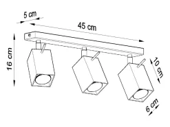 Lámparas de techo Briow moderno de acero - 3 fuentes luminosas 4000K - L.45 x A.16 cm - gris