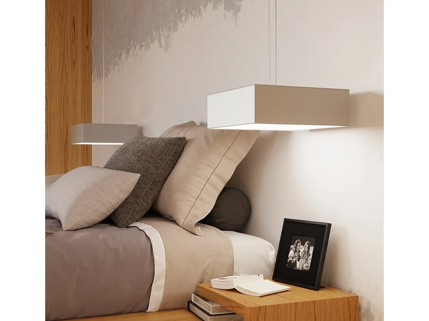 Lámparas de techo Care minimalista de CLORURO DE POLIVINILO - 2 fuentes luminosas 4000K - L.35 x A.11 cm - gris