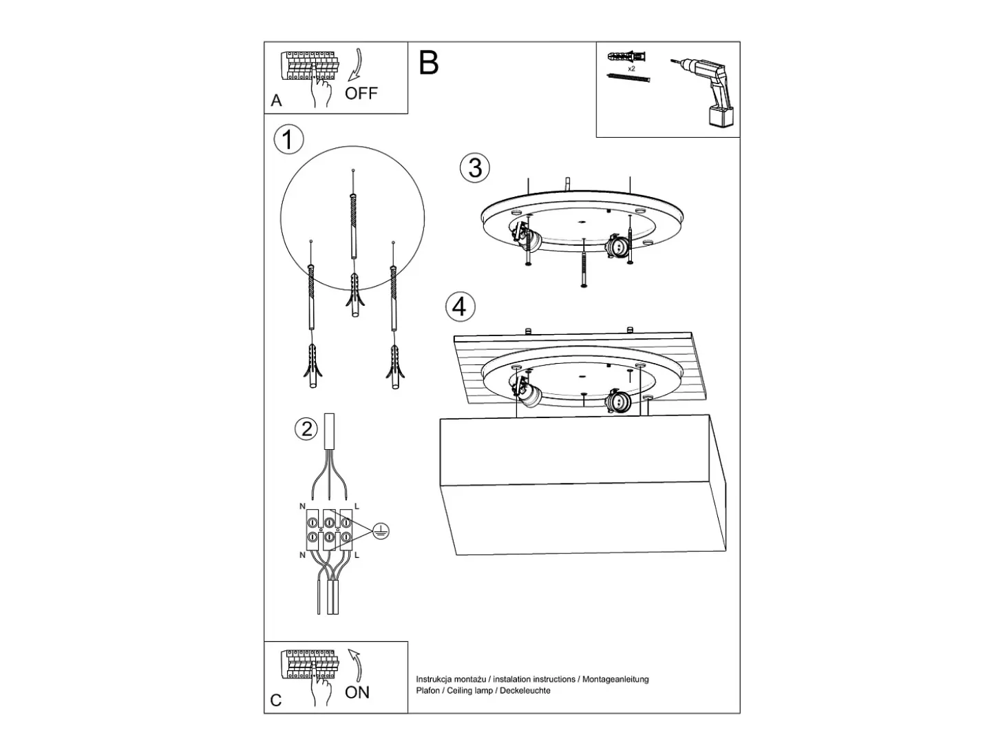 Lámparas de techo Care minimalista de CLORURO DE POLIVINILO - 2 fuentes luminosas 3000K - L.35 x A.11 cm - gris