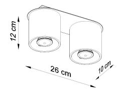 Lámparas de techo Celeris moderno de aluminio - 2 fuentes luminosas 4000K - L.26 x A.12 cm - gris