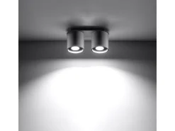 Lámparas de techo Celeris moderno de aluminio - 2 fuentes luminosas 4000K - L.26 x A.12 cm - gris