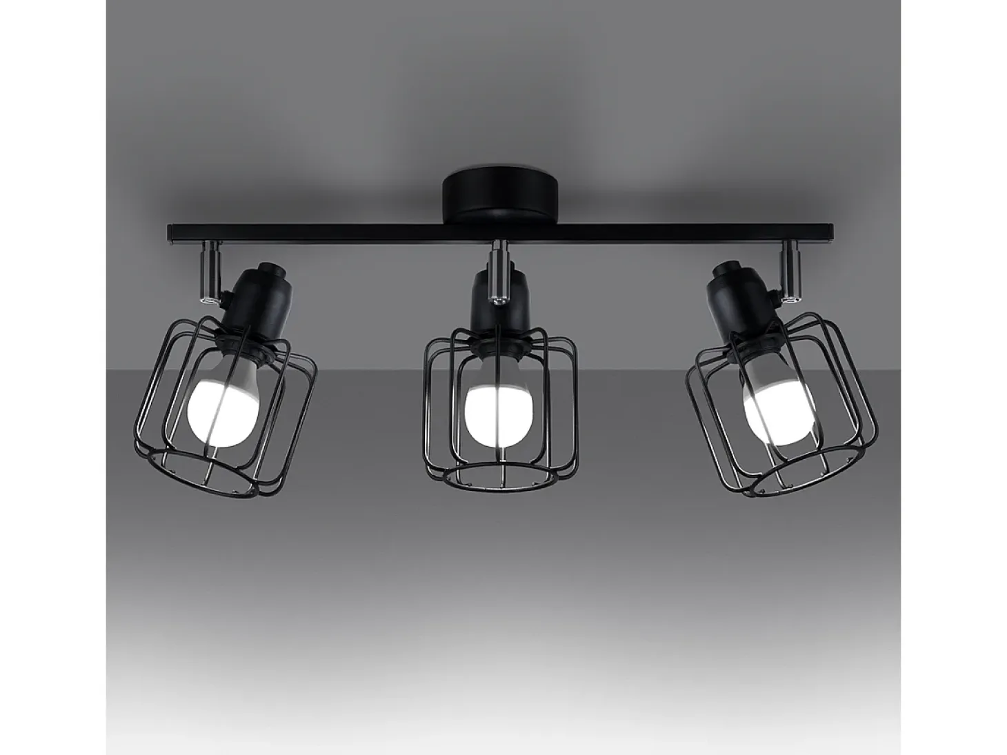 Lámparas de techo Celubi moderno de acero - 3 fuentes luminosas 4000K - L.48 x A.19 cm - negro