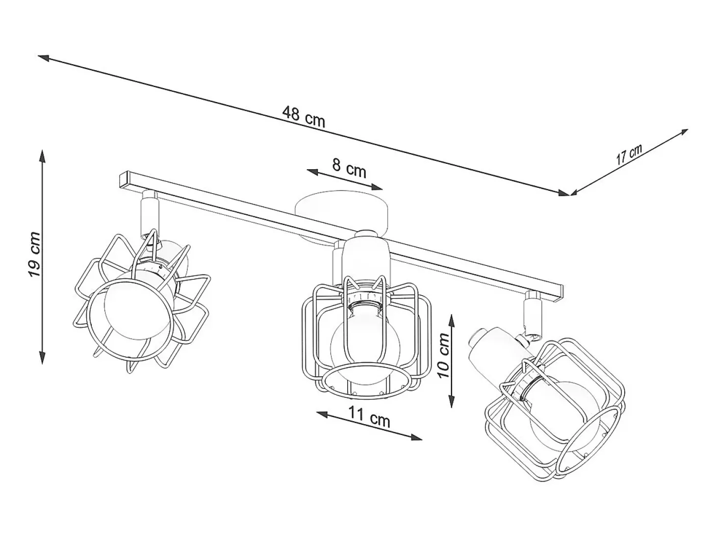 Lámparas de techo Celubi moderno de acero - 3 fuentes luminosas 4000K - L.48 x A.19 cm - blanco