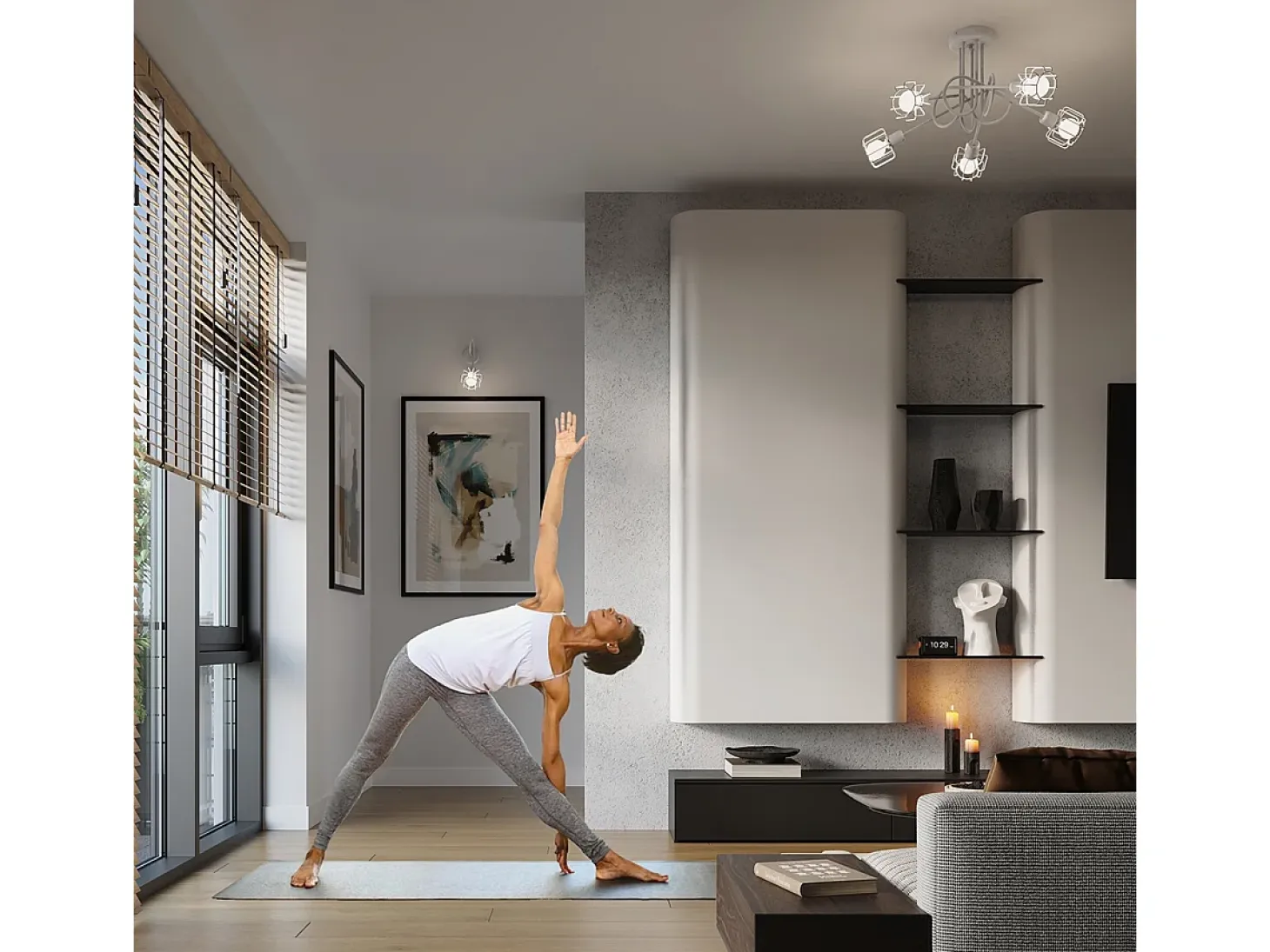 Lámparas de techo Celubi moderno de acero - 2 fuentes luminosas 4000K - L.27 x A.19 cm - blanco