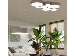 Lámparas de techo Cercle minimalista de CLORURO DE POLIVINILO - 3 fuentes luminosas 3000K - L.45 x A.11 cm - gris