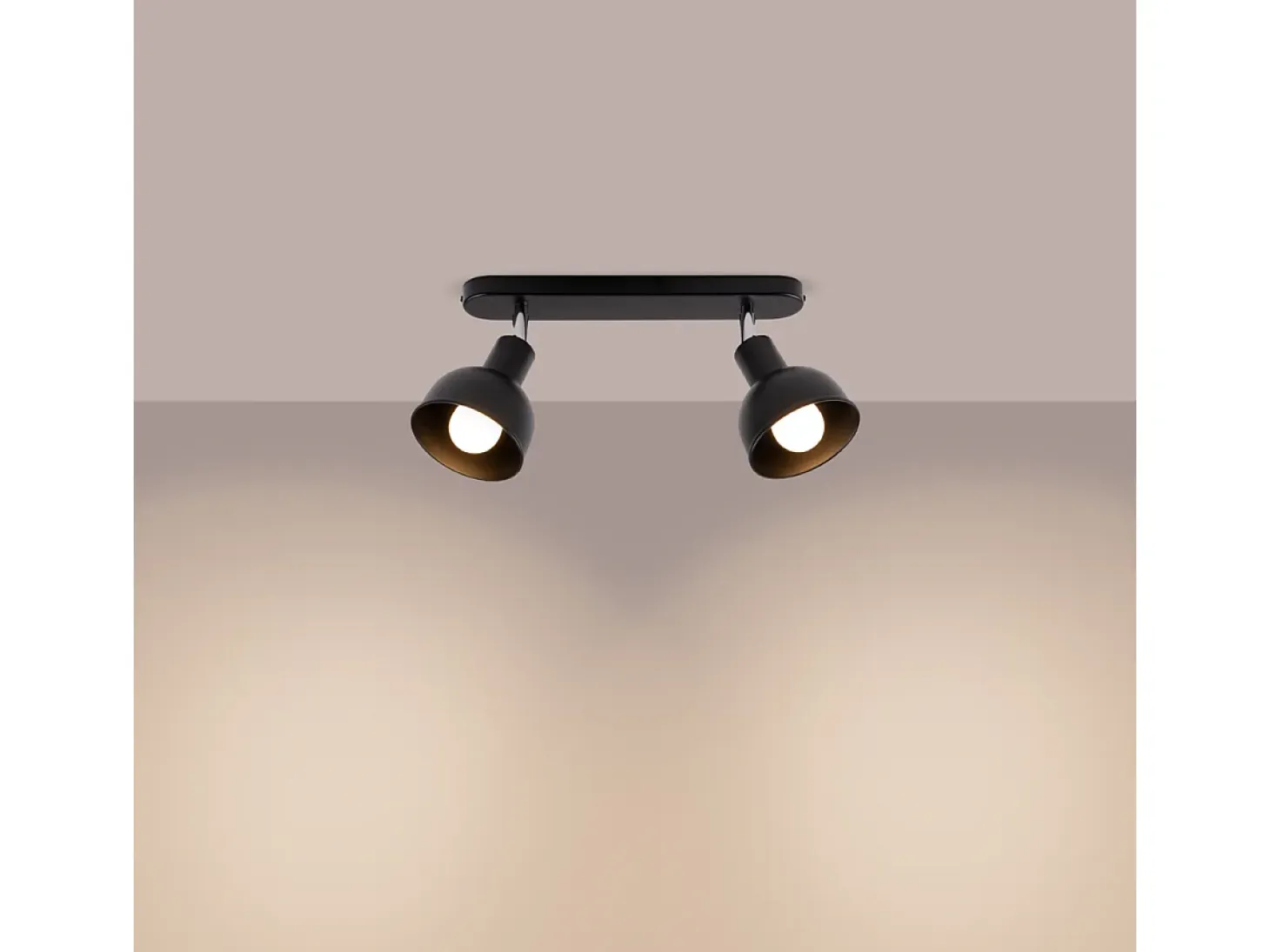 Lámparas De Techo Elba Desván De Acero - 2 Fuentes Luminosas - L.47 X A.18,5 Cm - Negro