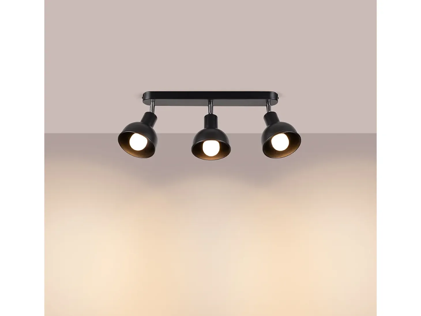 Lámparas De Techo Elba Desván De Acero - 3 Fuentes Luminosas - L.59 X A.18,5 Cm - Negro