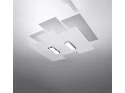 Lámparas de techo Fabulario moderno de acero/vidrio - 3 fuentes luminosas 3000K - L.40 x A.7 cm - cromo/blanco