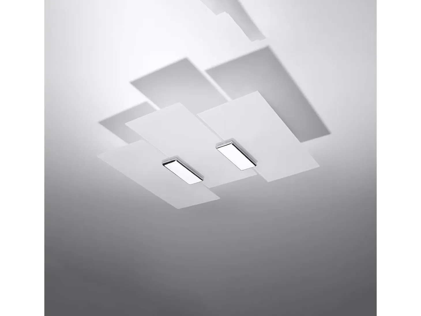 Lámparas de techo Fabulario moderno de acero/vidrio - 3 fuentes luminosas 3000K - L.40 x A.7 cm - cromo/blanco