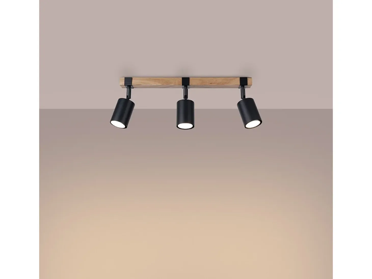 Lámparas De Techo Fager Escandinavo De Acero/Madera Natural - 3 Fuentes Luminosas - L.54 X A.17,2 Cm - Negro/Madera Natural