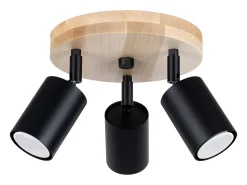 Lámparas de techo Flare escandinavo de acero/madera - 3 fuentes luminosas 4000K - L.33 x A.17 cm - madera negra