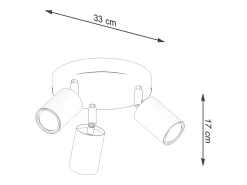 Lámparas de techo Flare escandinavo de acero/madera - 3 fuentes luminosas 4000K - L.33 x A.17 cm - madera negra
