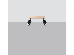 Lámparas de techo Flare moderno de acero/madera - 2 fuentes luminosas 3000K - L.46 x A.17,5 cm - madera negra