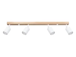Lámparas de techo Flare moderno de acero/madera - 4 fuentes luminosas 4000K - L.96 x A.17,5 cm - madera blanca