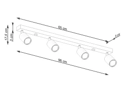 Lámparas de techo Flare moderno de acero/madera - 4 fuentes luminosas 3000K - L.96 x A.17,5 cm - madera negra