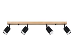 Lámparas de techo Flare moderno de acero/madera - 4 fuentes luminosas 3000K - L.96 x A.17,5 cm - madera negra