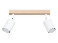 Lámparas de techo Flare moderno de acero/madera - 2 fuentes luminosas 4000K - L.46 x A.17,5 cm - madera blanca