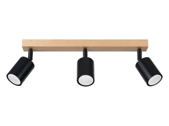 Lámparas de techo Flare moderno de acero/madera - 3 fuentes luminosas 3000K - L.61 x A.17,5 cm - madera negra