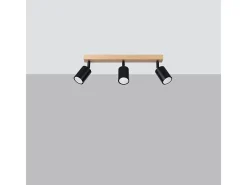 Lámparas de techo Flare moderno de acero/madera - 3 fuentes luminosas 3000K - L.61 x A.17,5 cm - madera negra
