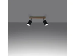Lámparas de techo Flare moderno de acero/madera - 2 fuentes luminosas 4000K - L.46 x A.17,5 cm - madera negra