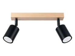 Lámparas de techo Flare moderno de acero/madera - 2 fuentes luminosas 4000K - L.46 x A.17,5 cm - madera negra