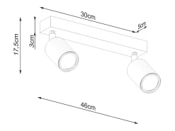 Lámparas de techo Flare moderno de acero/madera - 2 fuentes luminosas 3000K - L.46 x A.17,5 cm - madera blanca