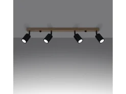 Lámparas de techo Flare moderno de acero/madera - 4 fuentes luminosas 4000K - L.96 x A.17,5 cm - madera negra