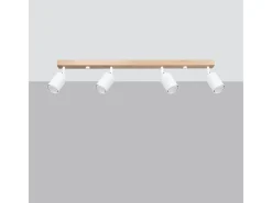 Lámparas de techo Flare moderno de acero/madera - 4 fuentes luminosas 3000K - L.96 x A.17,5 cm - madera blanca
