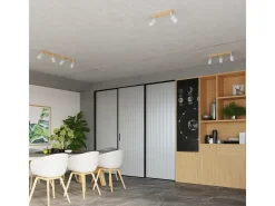 Lámparas de techo Flare moderno de acero/madera - 3 fuentes luminosas 3000K - L.61 x A.17,5 cm - madera blanca