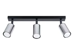 Lámparas de techo Glois moderno de acero - 3 fuentes luminosas 4000K - L.45 x A.18,5 cm - negro/cromo