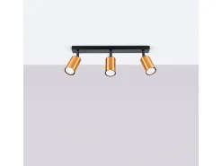 Lámparas de techo Glois moderno de acero - 3 fuentes luminosas 3000K - L.45 x A.18,5 cm - negro/cobre