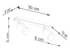 Lámparas de techo Glois moderno de acero - 2 fuentes luminosas 4000K - L.30 x A.18,5 cm - oro negro