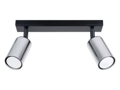 Lámparas de techo Glois moderno de acero - 2 fuentes luminosas 4000K - L.30 x A.18,5 cm - negro/cromo