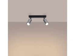 Lámparas de techo Glois moderno de acero - 2 fuentes luminosas 4000K - L.30 x A.18,5 cm - negro/cromo