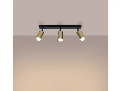 Lámparas de techo Glois moderno de acero - 3 fuentes luminosas 4000K - L.45 x A.18,5 cm - oro negro