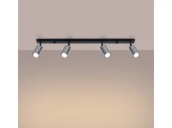 Lámparas de techo Glois moderno de acero - 4 fuentes luminosas 4000K - L.82 x A.18,5 cm - negro/cromo
