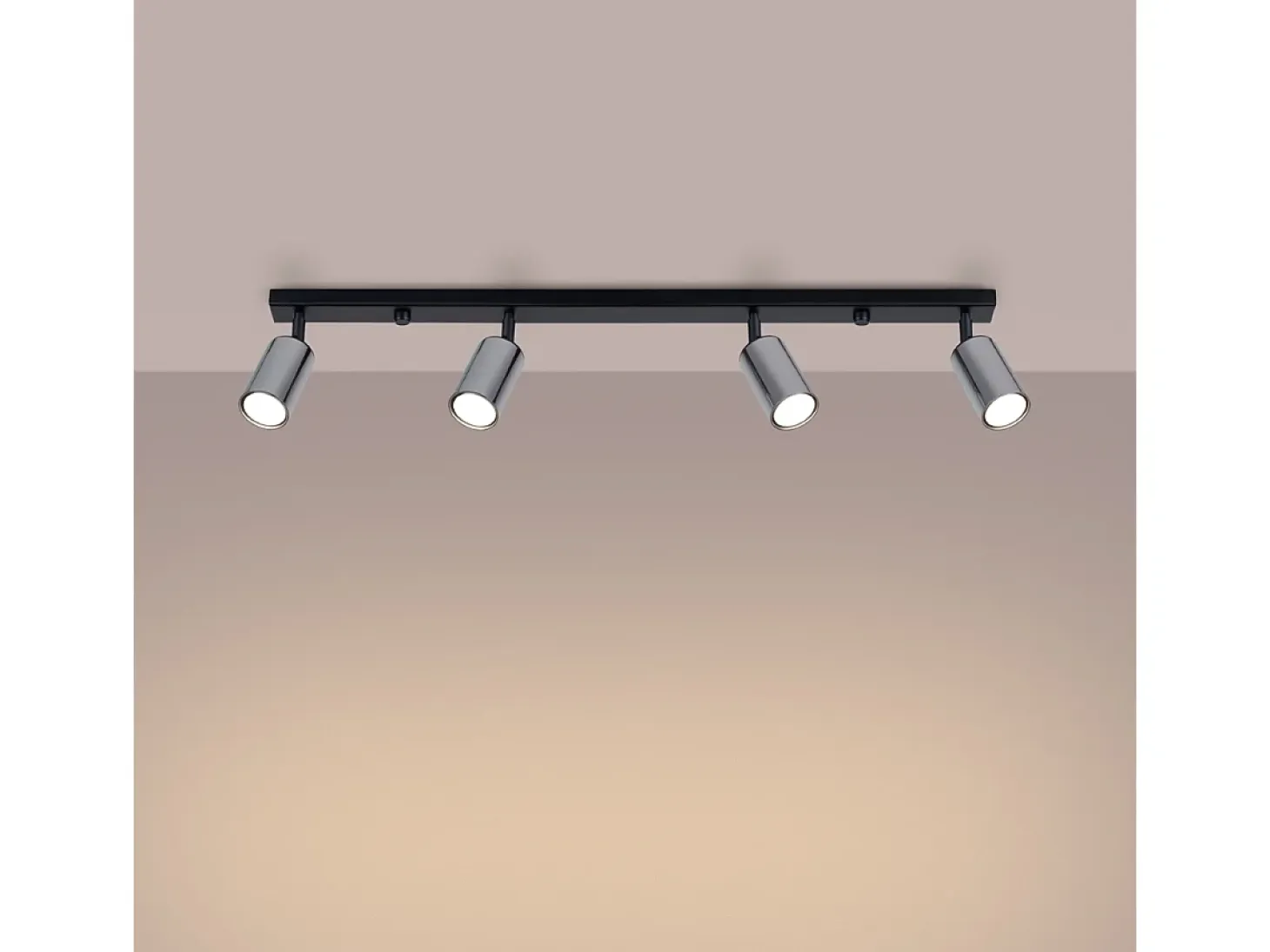Lámparas de techo Glois moderno de acero - 4 fuentes luminosas 4000K - L.82 x A.18,5 cm - negro/cromo