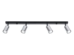 Lámparas de techo Glois moderno de acero - 4 fuentes luminosas 4000K - L.82 x A.18,5 cm - negro/cromo
