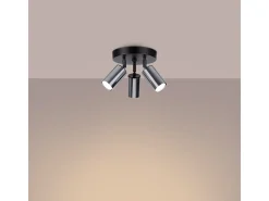 Lámparas de techo Glois moderno de acero - 3 fuentes luminosas 4000K - L.19,5 x A.20 cm - negro/cromo