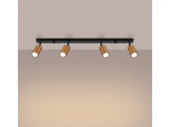 Lámparas de techo Glois moderno de acero - 4 fuentes luminosas 4000K - L.82 x A.18,5 cm - negro/cobre