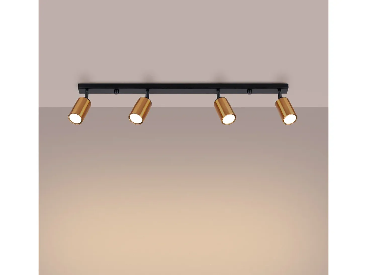 Lámparas de techo Glois moderno de acero - 4 fuentes luminosas 4000K - L.82 x A.18,5 cm - negro/cobre