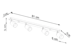 Lámparas de techo Glois moderno de acero - 4 fuentes luminosas 4000K - L.82 x A.18,5 cm - negro/cobre
