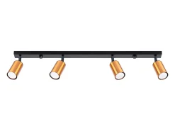 Lámparas de techo Glois moderno de acero - 4 fuentes luminosas 4000K - L.82 x A.18,5 cm - negro/cobre