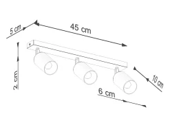Lámparas de techo Glois moderno de acero - 3 fuentes luminosas 4000K - L.45 x A.18,5 cm - negro/cobre