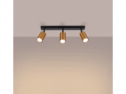 Lámparas de techo Glois moderno de acero - 3 fuentes luminosas 4000K - L.45 x A.18,5 cm - negro/cobre