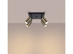 Lámparas de techo Glois moderno de acero - 4 fuentes luminosas 4000K - L.25 x A.19 cm - oro negro