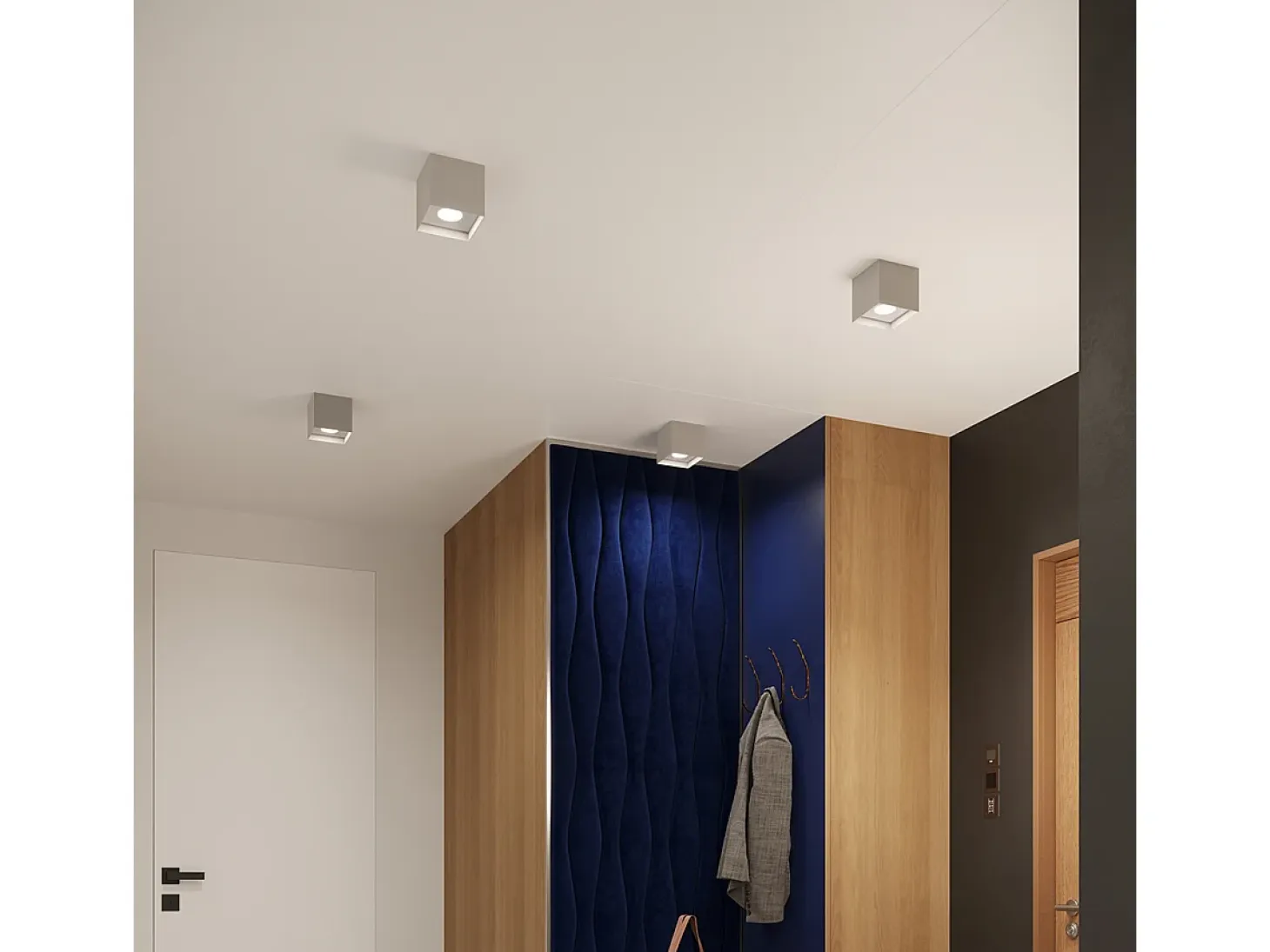 Lámparas De Techo Hati Minimalista De Aluminio - 1 Fuentes Luminosas - L.10 X A.10 Cm - Gris