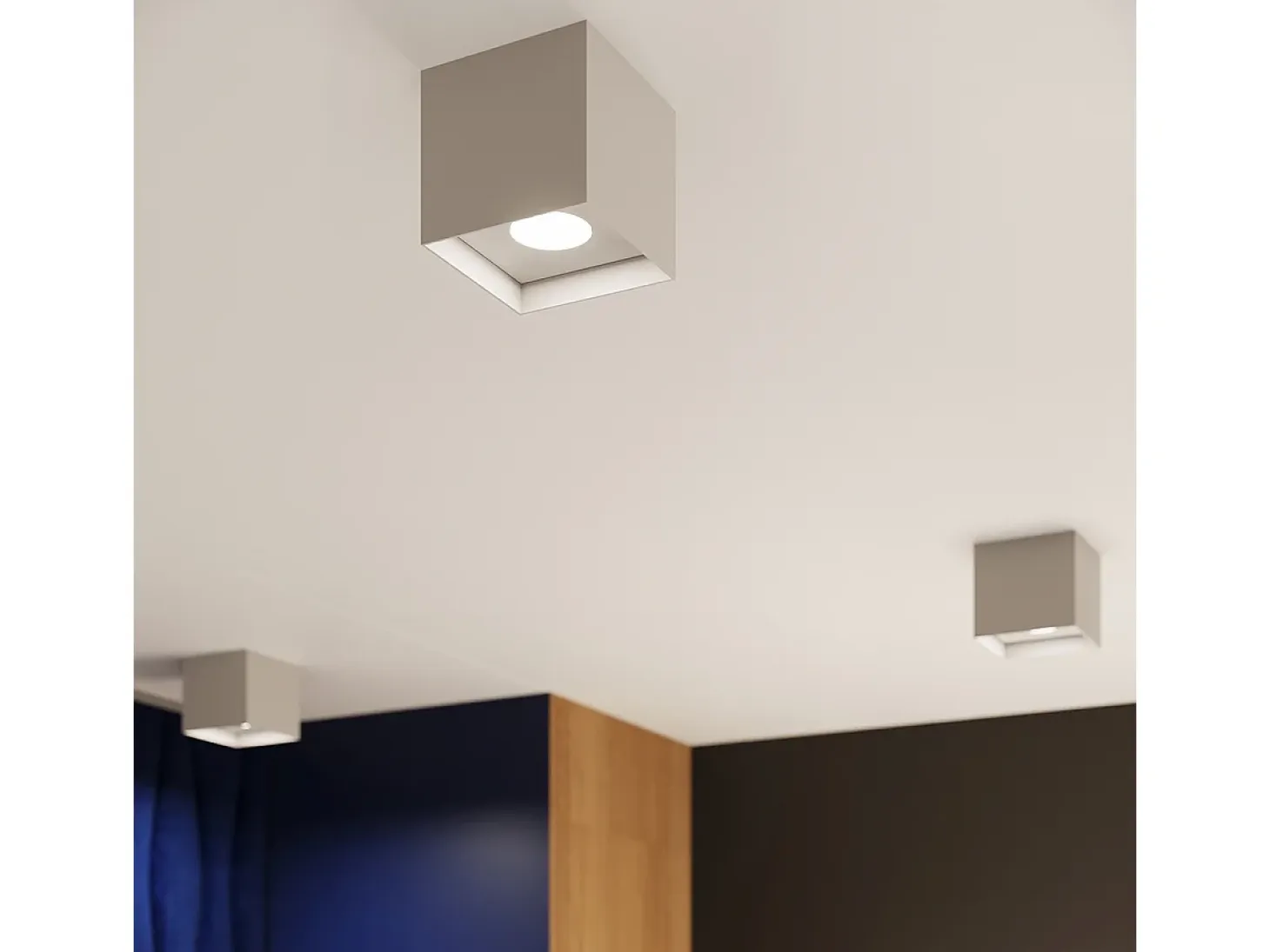 Lámparas De Techo Hati Minimalista De Aluminio - 1 Fuentes Luminosas - L.10 X A.10 Cm - Gris