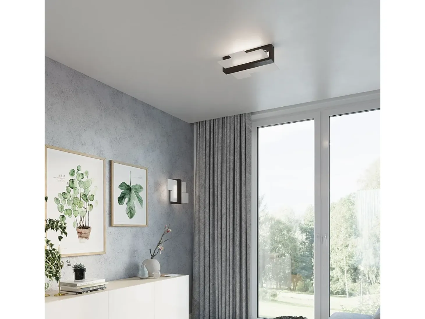 Lámparas de techo Ignis escandinavo de madera/vidrio - 2 fuentes luminosas 3000K - L.43 x A.12 cm - wengué