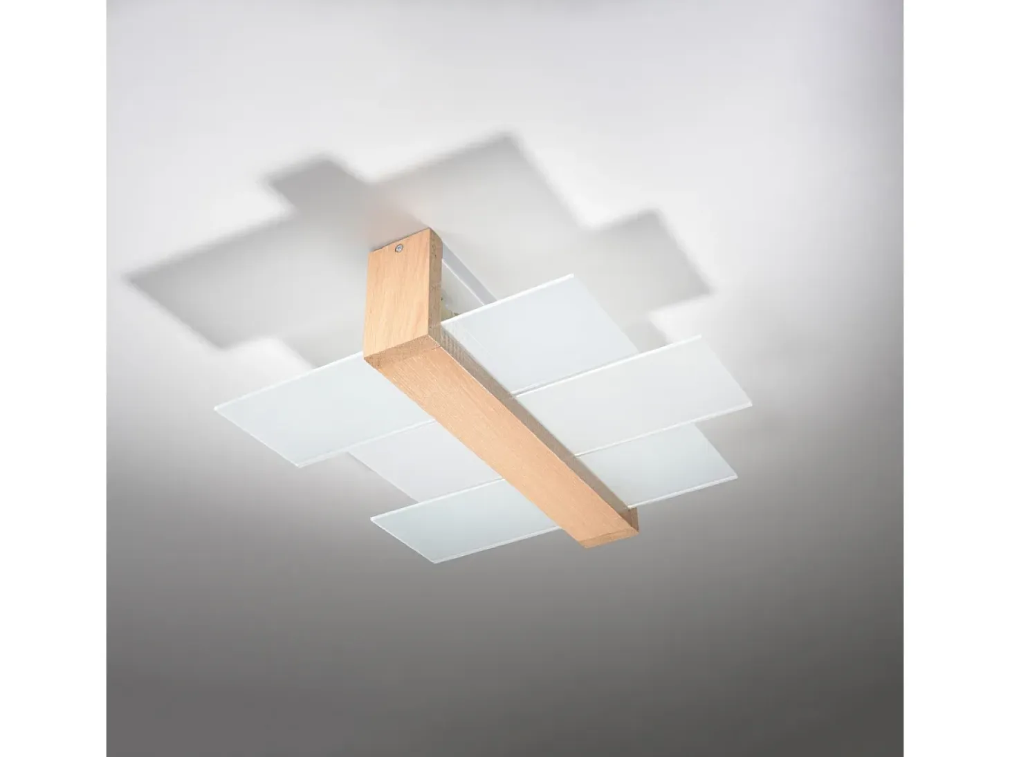Lámparas de techo Ignis escandinavo de madera/vidrio - 2 fuentes luminosas 3000K - L.43 x A.12 cm - madera natural
